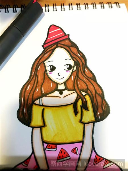 教你画一个戴小红帽的女孩