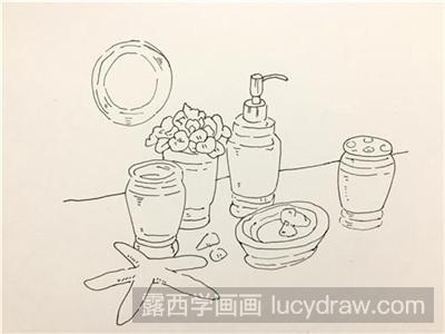 彩铅画教程：教你画海洋风卫浴小物