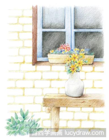 彩铅插画教程：种满鲜花的窗台