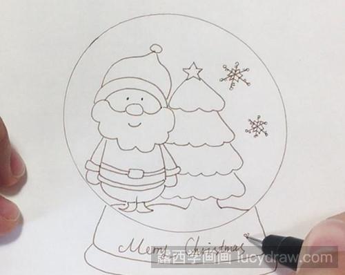 圣诞版水晶球音乐盒简笔画教程