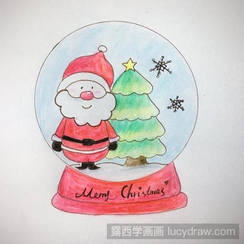 圣诞版水晶球音乐盒简笔画教程