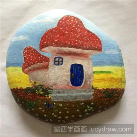 丙烯画蘑菇小屋的画法