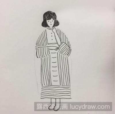 儿童画教程：教你画大衣女孩