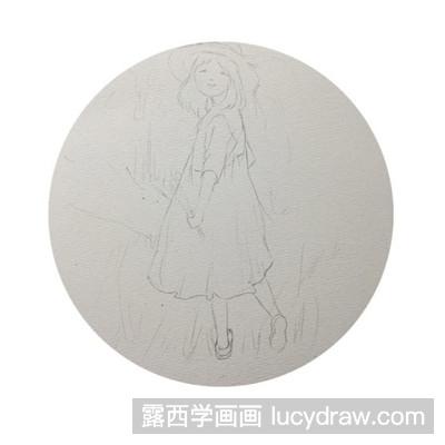 水彩画教程：教你画穿黄裙子的春姑娘