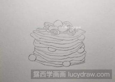 彩铅画美食：蓝莓金桔松饼的画法