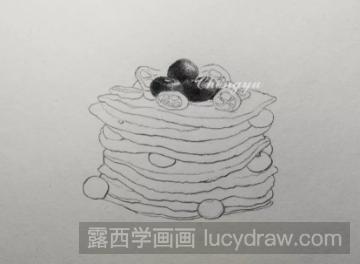 彩铅画美食：蓝莓金桔松饼的画法