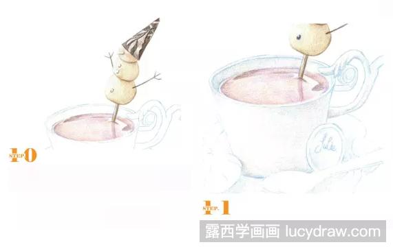 彩铅画美食：一杯下午茶的画法