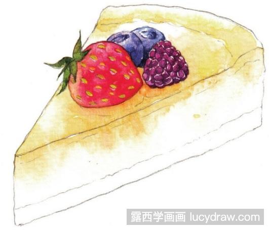 水彩画草莓布朗尼蛋糕教程