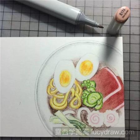 教你画花菜鸡蛋面