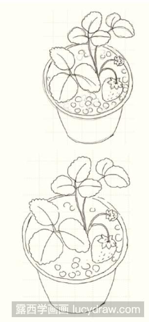 彩铅画教程：怎么画草莓盆栽