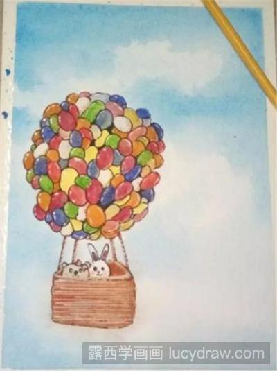 插画教程：乘热气球的兔子