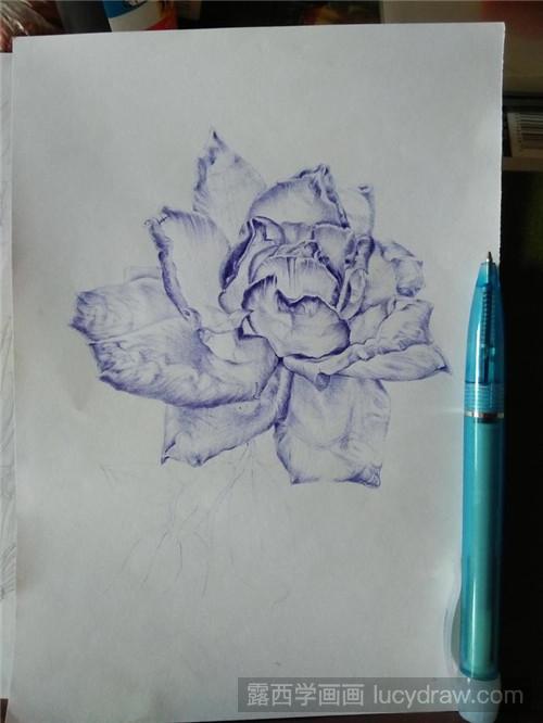 怎么用圆珠笔画玫瑰花