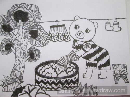 小熊的儿童画画法