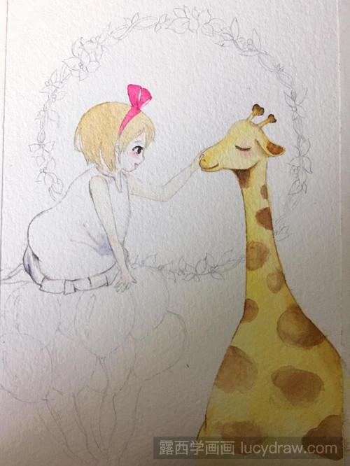 插画教程:女孩和长颈鹿