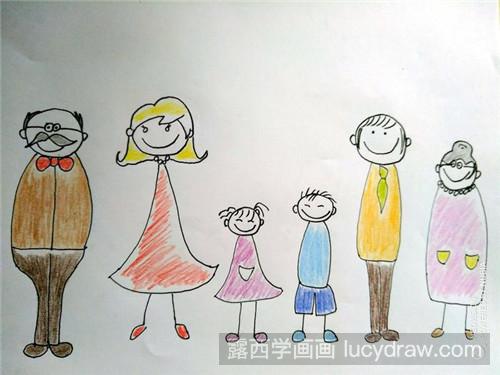 儿童画一家人的画法
