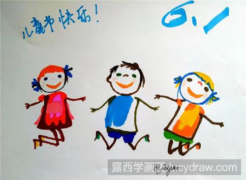 儿童画一家人的画法