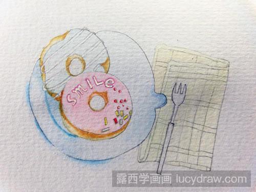 甜甜圈水彩画步骤