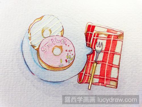 甜甜圈水彩画步骤