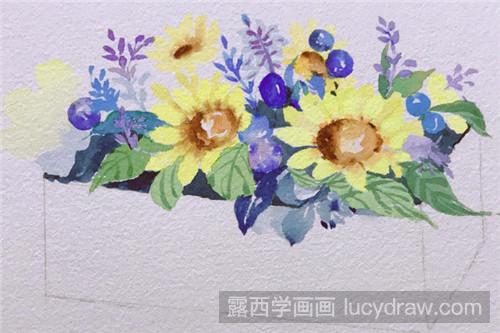 水彩画向日葵的画法