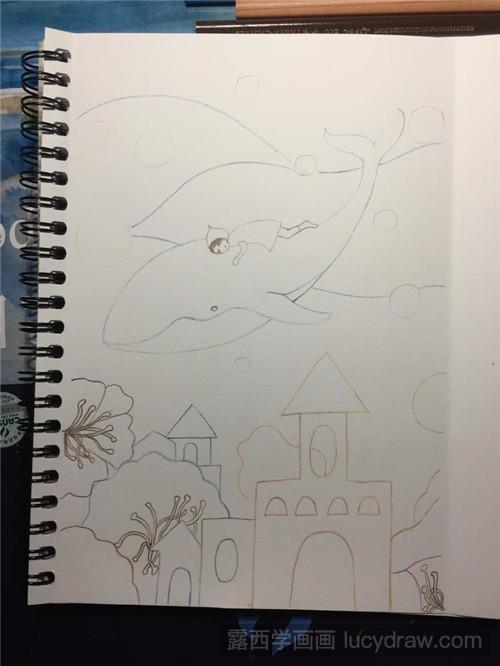 教你画插画鲸鱼梦