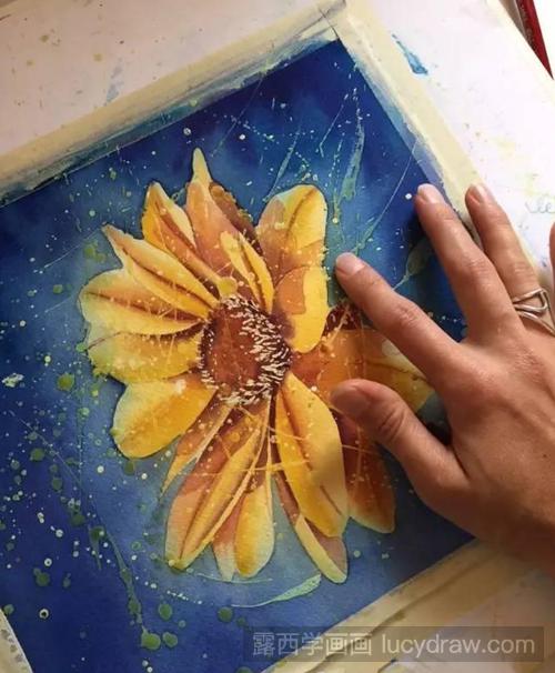 向日葵水彩画法