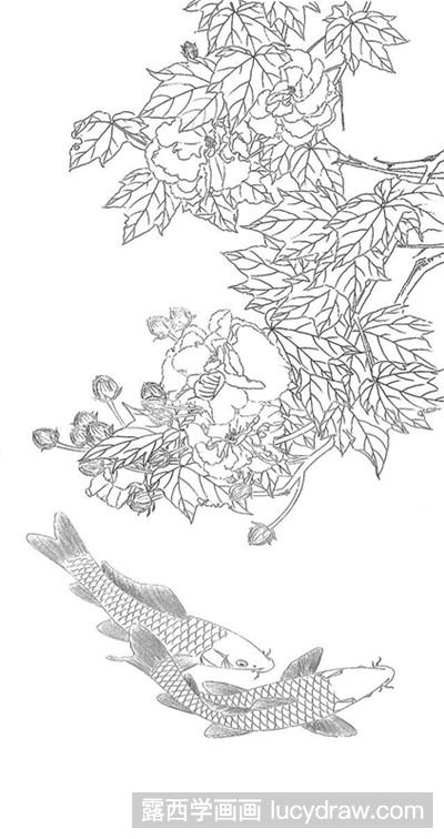 牡丹锦鲤工笔画法