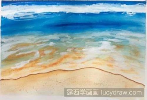 海滩水彩画教程