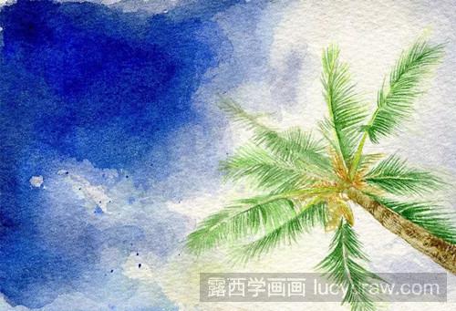 椰子树水彩画教程