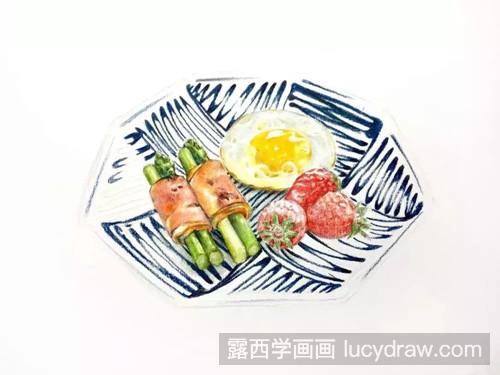 彩铅午餐怎么画