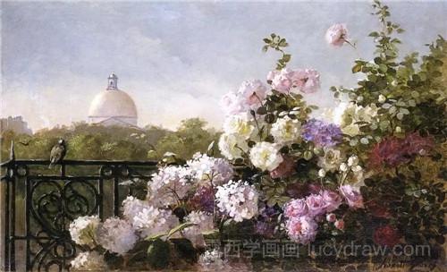 油画欣赏：一组来自19世纪的花园风景画