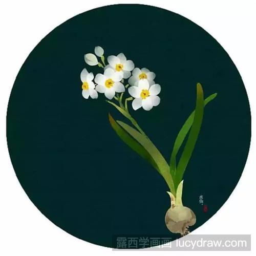 彩铅画作品欣赏：好看的中国风花朵图片