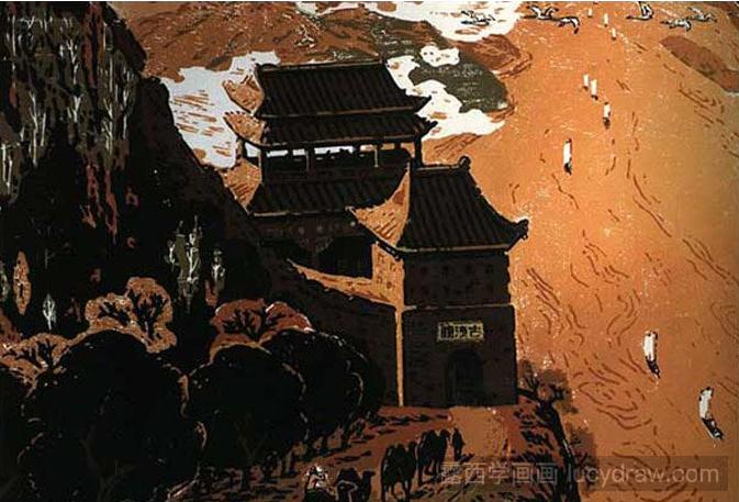 版画作品欣赏：《黄河十景》风景版画