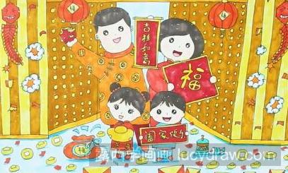 喜庆的新年愿望图儿童画教程是什么？