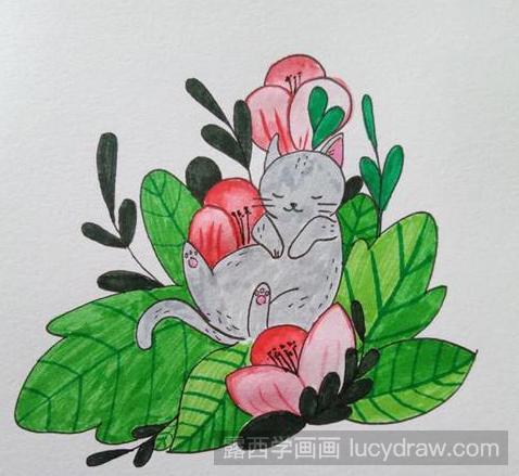 酣睡猫用水彩画怎么画？