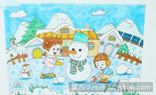 冬天下雪儿童画怎么画？美丽的下雪天画法