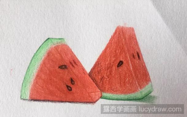 西瓜绘画教程分享，彩铅画西瓜怎么画？