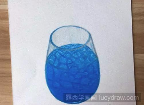 蓝色玻璃水彩铅画怎么画？