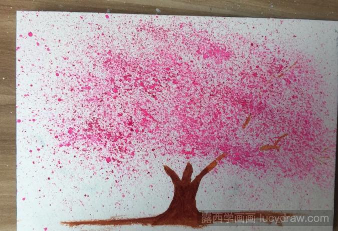 粉色樱花水彩画步骤是什么？