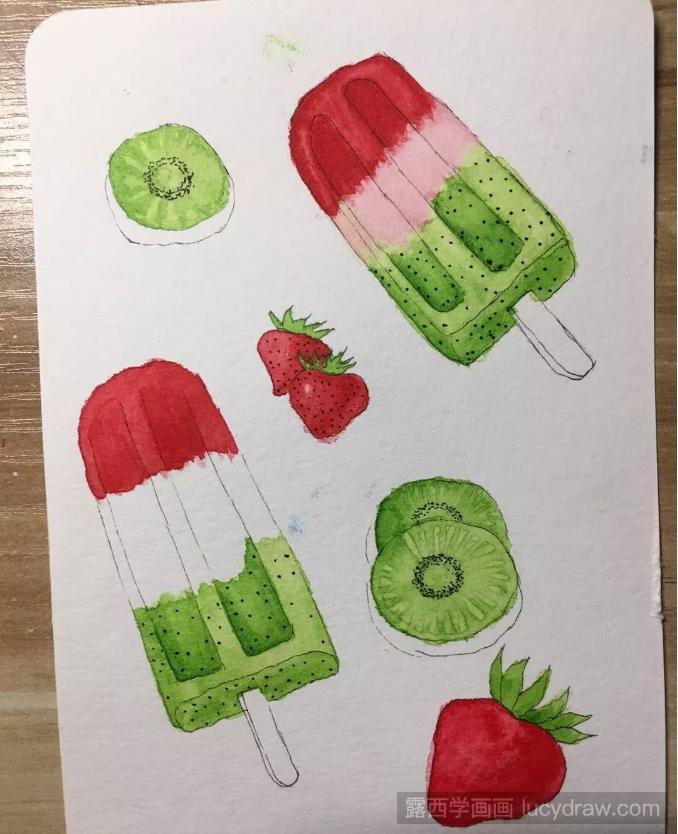水果冰棒水彩画绘画步骤是什么？