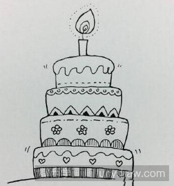 生日蛋糕简笔画怎么画？