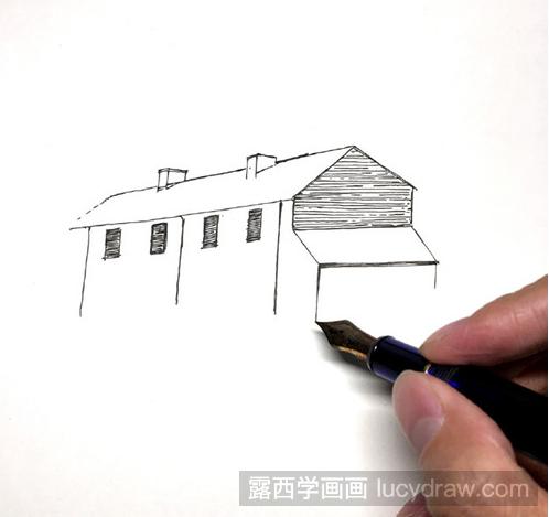 乡村建筑钢笔画怎么画？