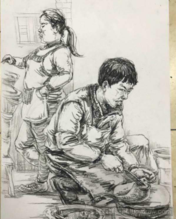 广州艺考教育学校速写人物作品