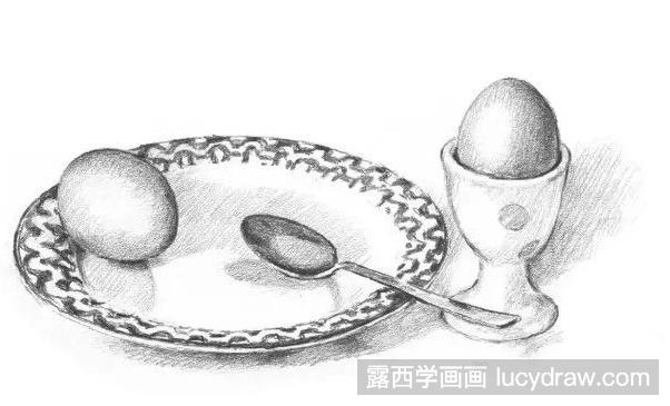鸡蛋和陶器素描如何画？