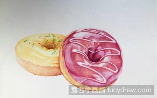 美食甜甜圈彩铅画绘画步骤