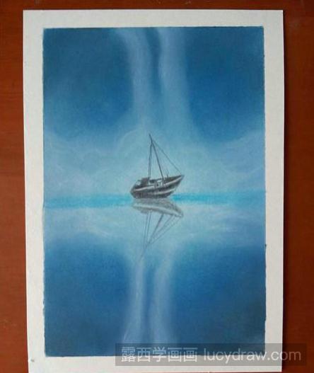 夜空中失落的船色粉画教程分享