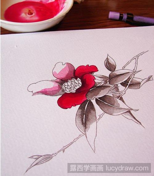茶花丙烯画教程，怎么用丙烯颜料画花？