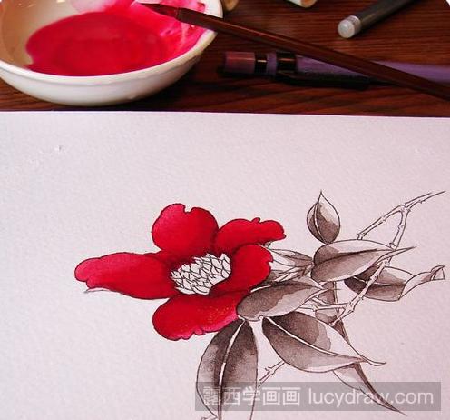 茶花丙烯画教程，怎么用丙烯颜料画花？