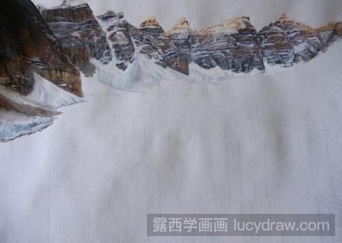 雪山蓝天和湖水绘画教程分享，水粉风景画如何画？