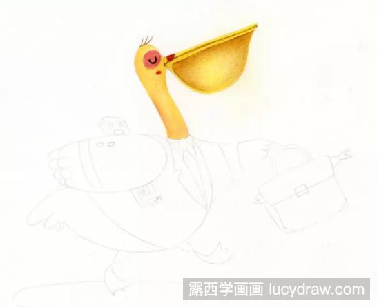 拿公文包的塘鹅先生怎么画？鹈鹕彩铅画教程分享!