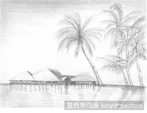 海边风景怎么画？素描海边风景绘画步骤